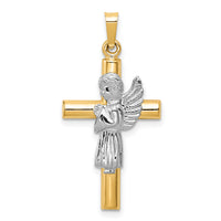 14K Two-Tone Angel and Cross Pendant-XCH269