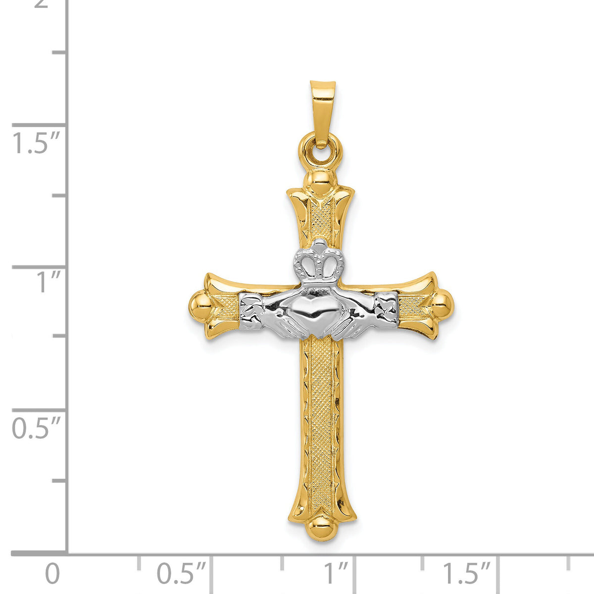14k Two-tone Claddagh Cross Pendant-XCH273