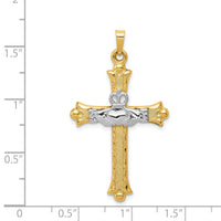 14k Two-tone Claddagh Cross Pendant-XCH273
