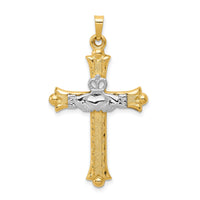 14k Two-tone Claddagh Cross Pendant-XCH273