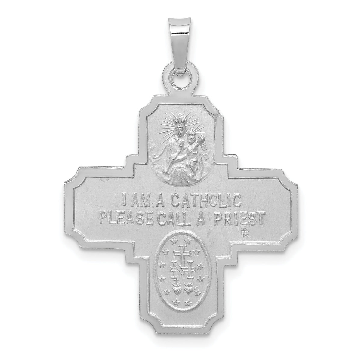 14k White Gold Four Way Medal Pendant-XCH319