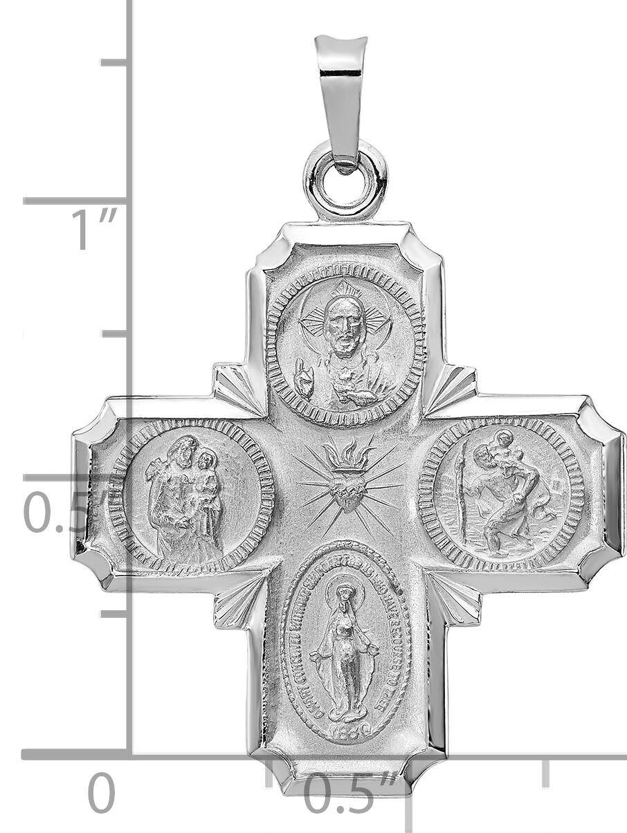 14k White Gold Four Way Medal Pendant-XCH319