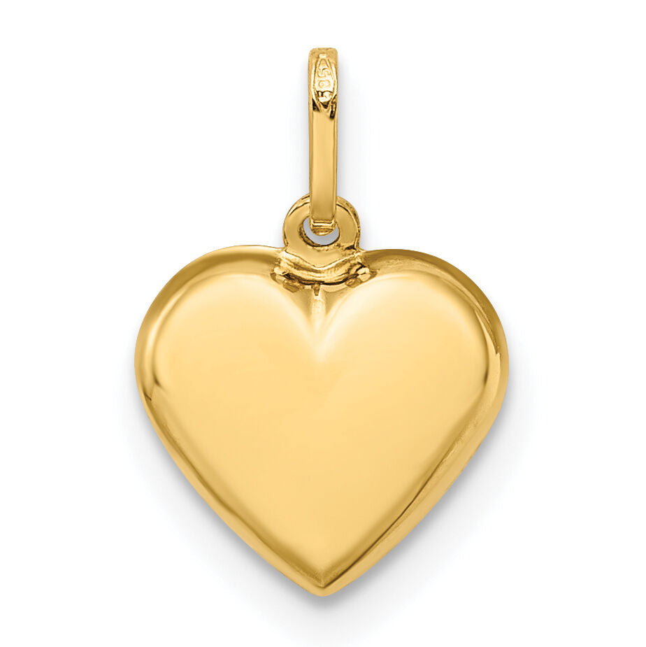 14K Polished 3-D Puffed Heart Pendant-XCH352