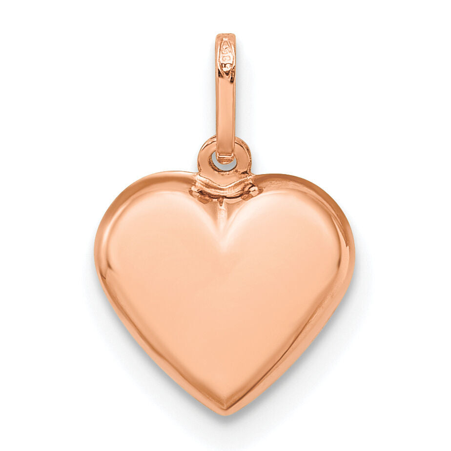 14K Rose Gold Polished 3-D Heart Pendant-XCH352R