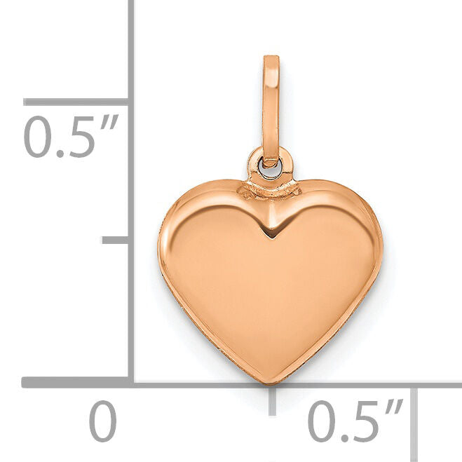 14K Rose Gold Polished 3-D Heart Pendant-XCH352R