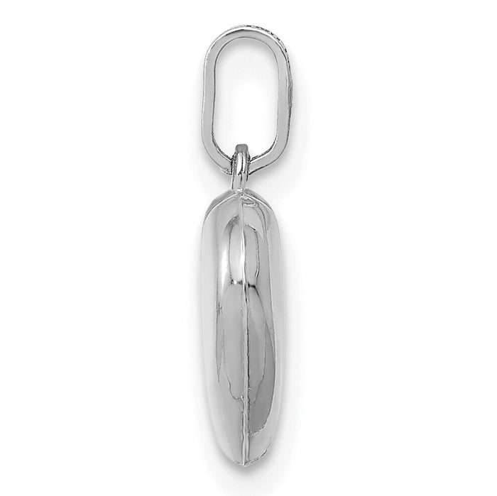 14K White Gold Polished 3-D Heart Pendant-XCH352W