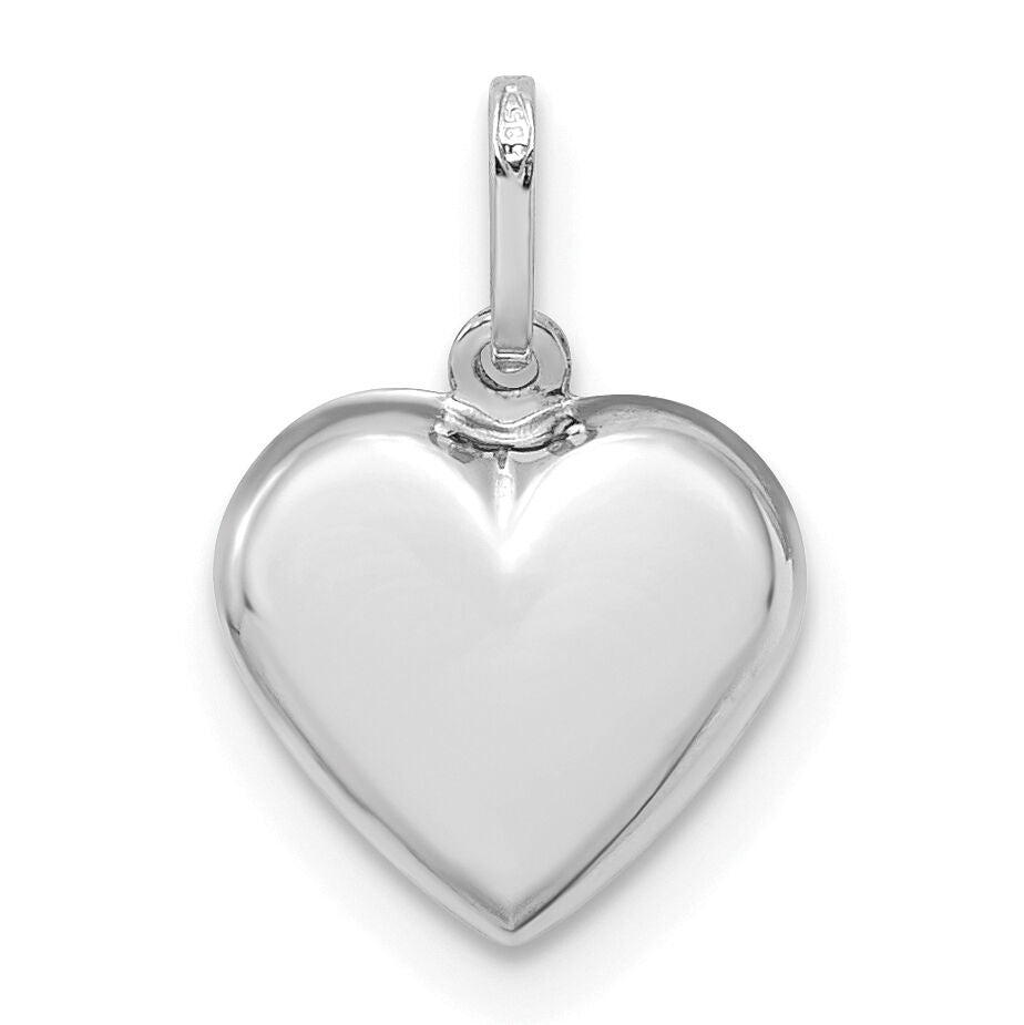 14K White Gold Polished 3-D Heart Pendant-XCH352W