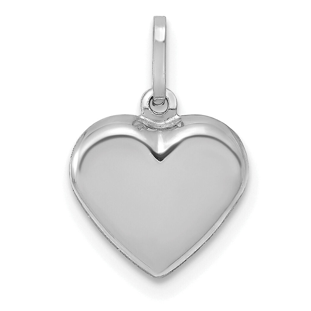 14K White Gold Polished 3-D Heart Pendant-XCH352W