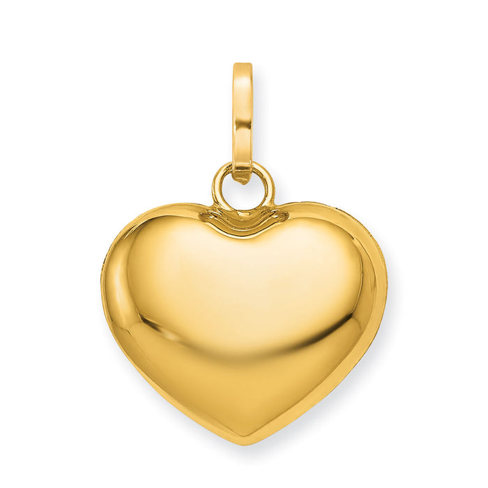 14K Polished 3-D Puffed Heart Pendant-XCH355
