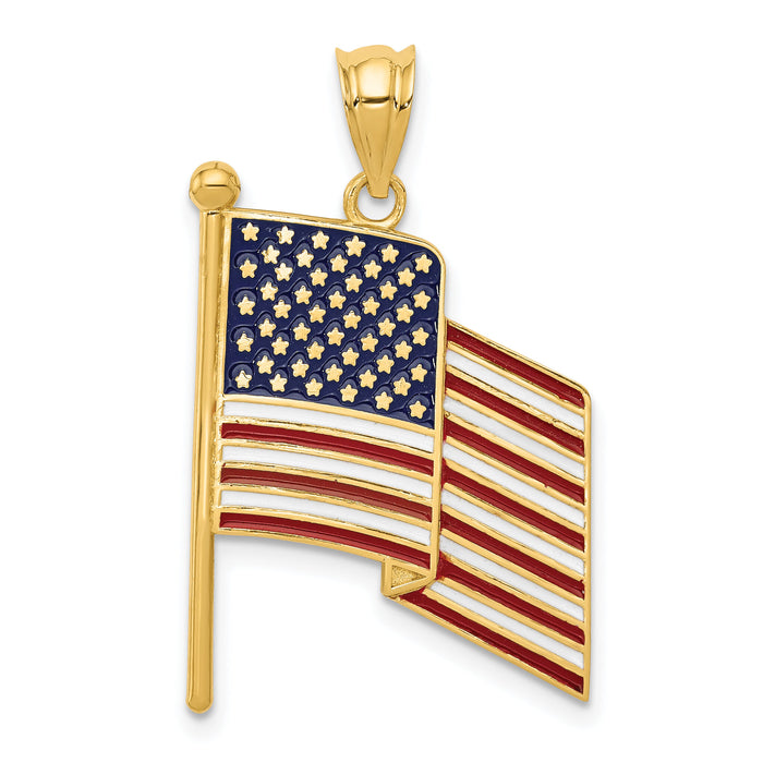 14k Enameled Flag Pendant-XCH370