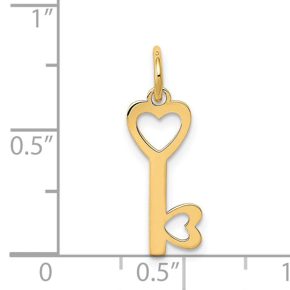 14K Polished Hearts Key Charm-XCH529
