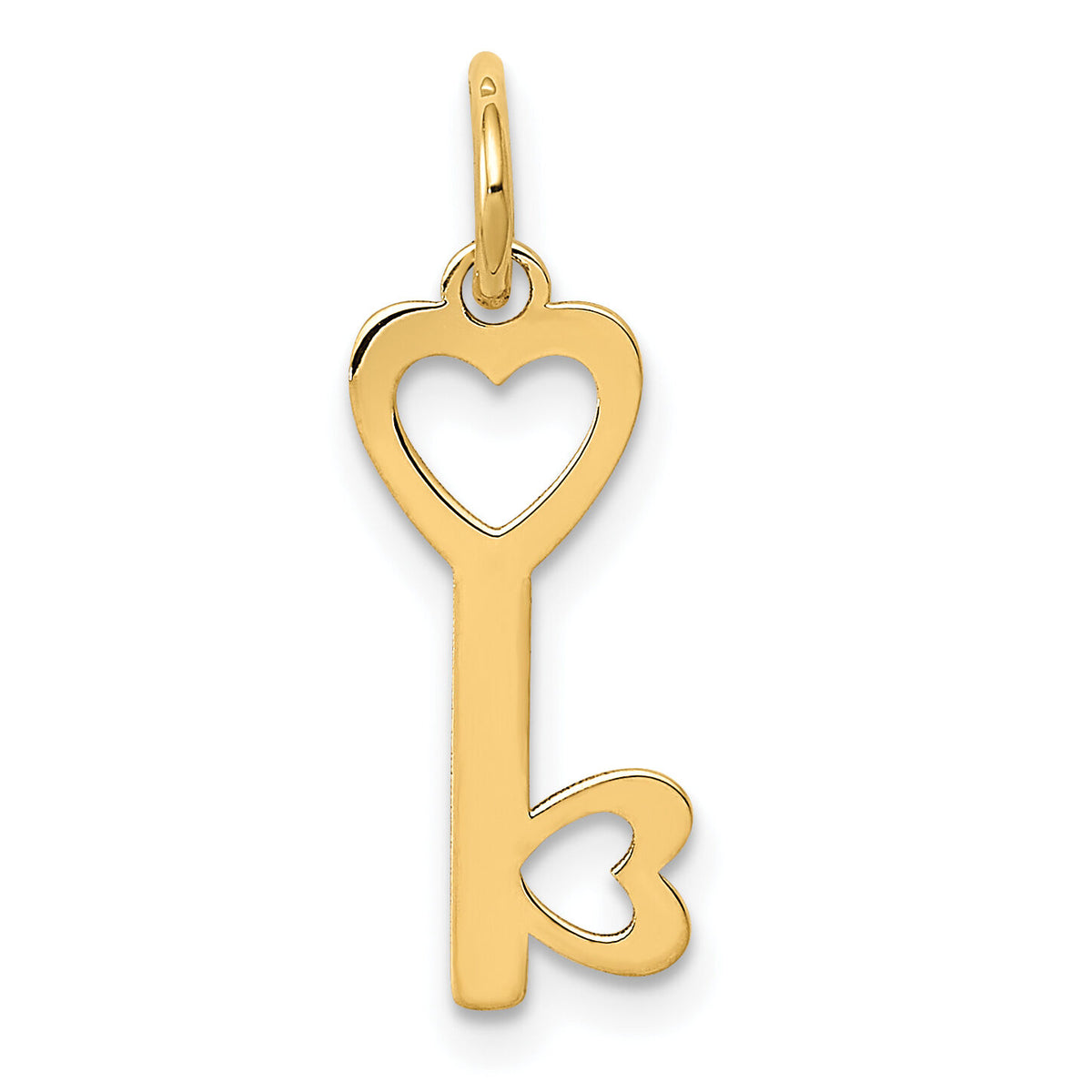 14K Polished Hearts Key Charm-XCH529