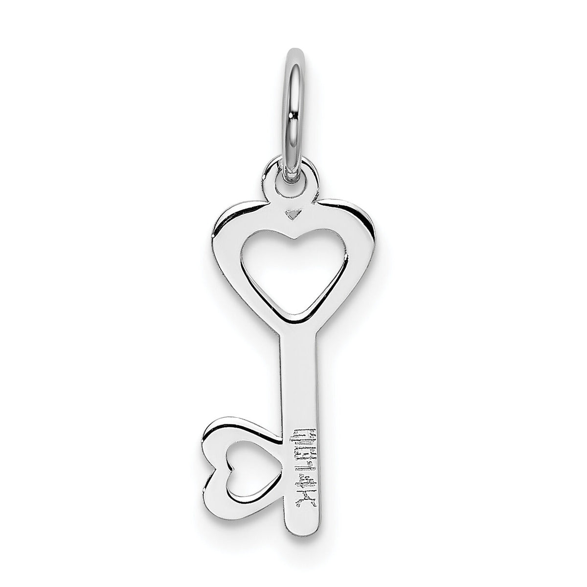 14k White Gold Heart-Shaped Key and Lock Charm-XCH530
