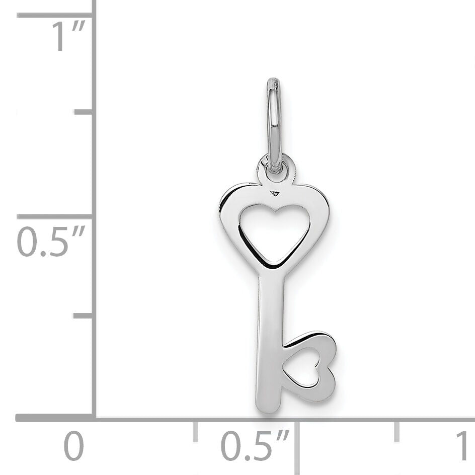 14k White Gold Heart-Shaped Key and Lock Charm-XCH530