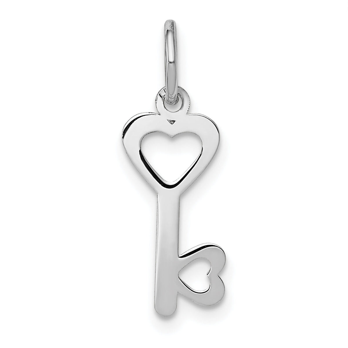 14k White Gold Heart-Shaped Key and Lock Charm-XCH530