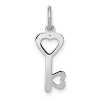 14k White Gold Heart-Shaped Key and Lock Charm-XCH530