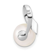 14k White Gold 8-9mm Button FWC Pearl Satin Finish Pendant Slide-XCH665