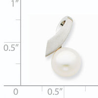 14k White Gold 8-9mm Button FWC Pearl Satin Finish Pendant Slide-XCH665