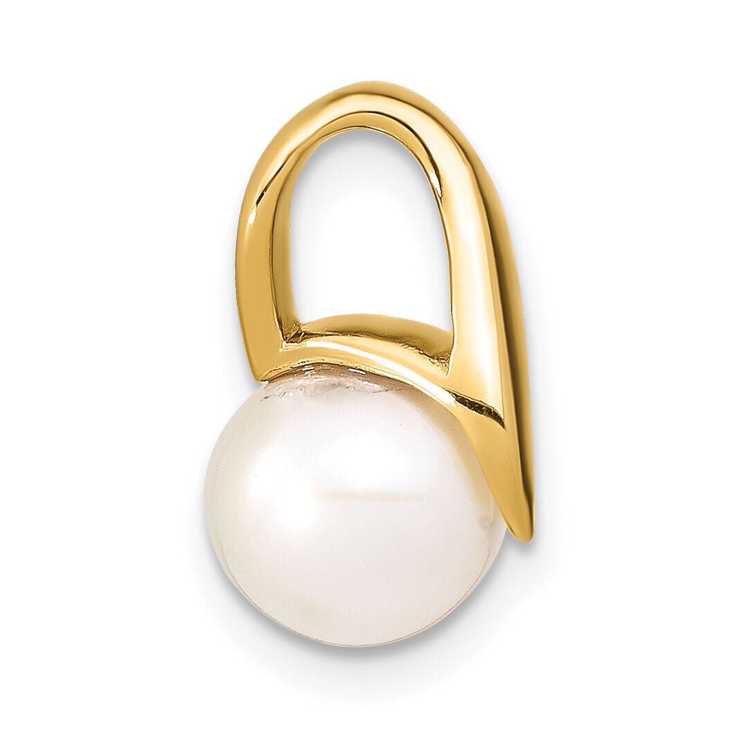 14k 8-9mm White Freshwater Cultured Pearl Pendant Slide-XCH671