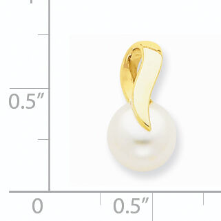 14k 8-9mm White Freshwater Cultured Pearl Pendant Slide-XCH671