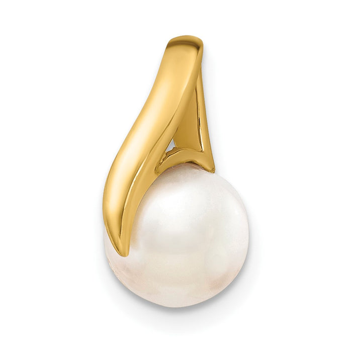 14k 8-9mm White Freshwater Cultured Pearl Pendant Slide-XCH671