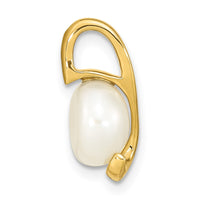 14k 8-9mm White Button Freshwater Cultured Pearl Pendant Slide-XCH672