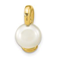 14k 8-9mm White Button Freshwater Cultured Pearl Pendant Slide-XCH672