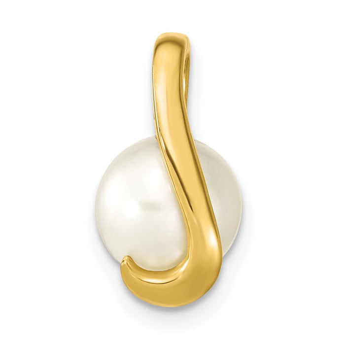 14k 8-9mm White Button Freshwater Cultured Pearl Pendant Slide-XCH672