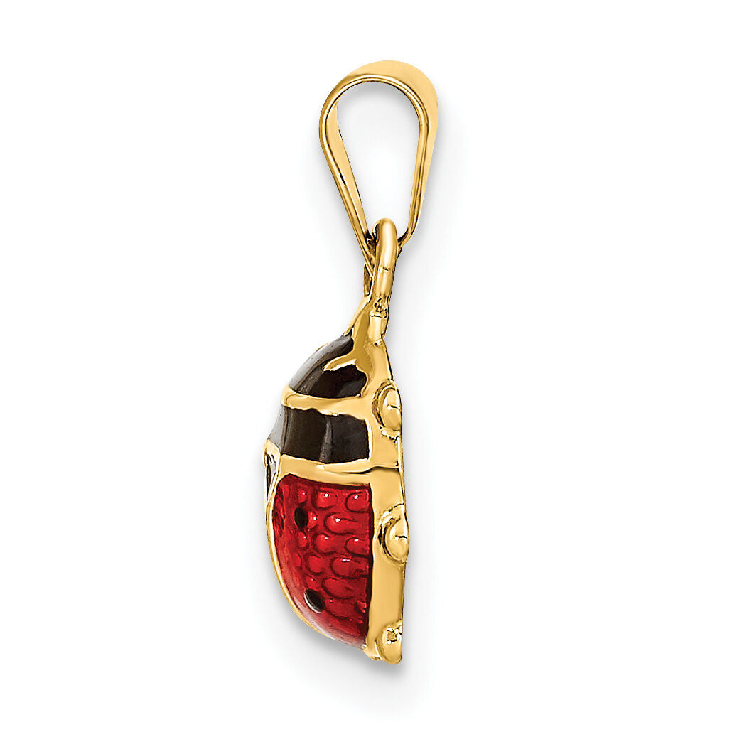 14K Polished Red/Black Enamel Ladybug Pendant-XCH688