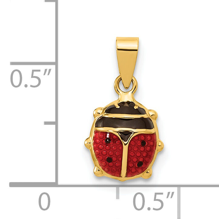 14K Polished Red/Black Enamel Ladybug Pendant-XCH688
