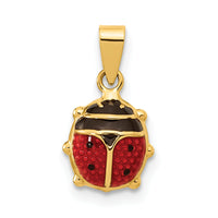14K Polished Red/Black Enamel Ladybug Pendant-XCH688