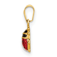 14K Polished Red/Black Enamel Ladybug Pendant-XCH689