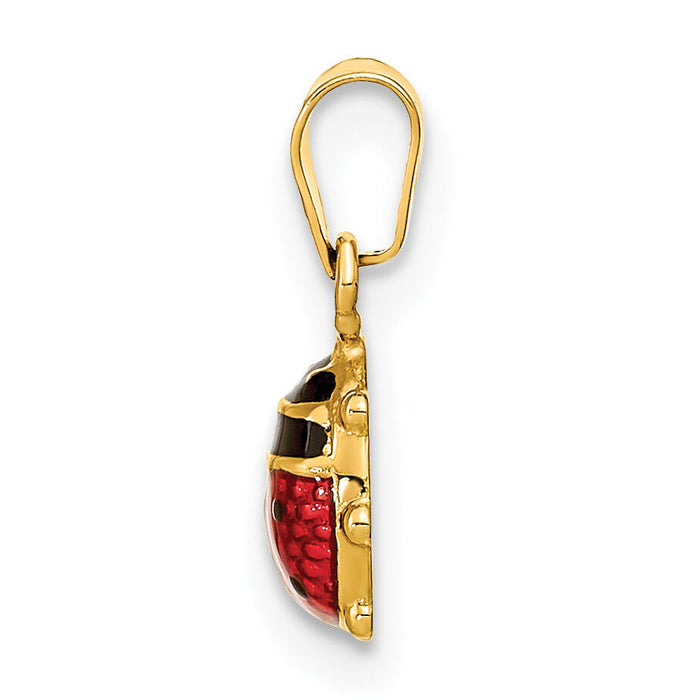 14K Polished Red/Black Enamel Ladybug Pendant-XCH689