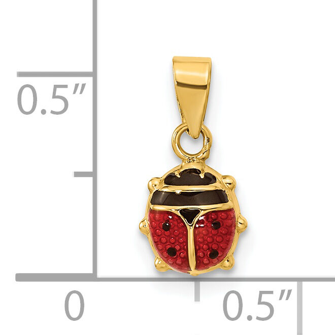 14K Polished Red/Black Enamel Ladybug Pendant-XCH689