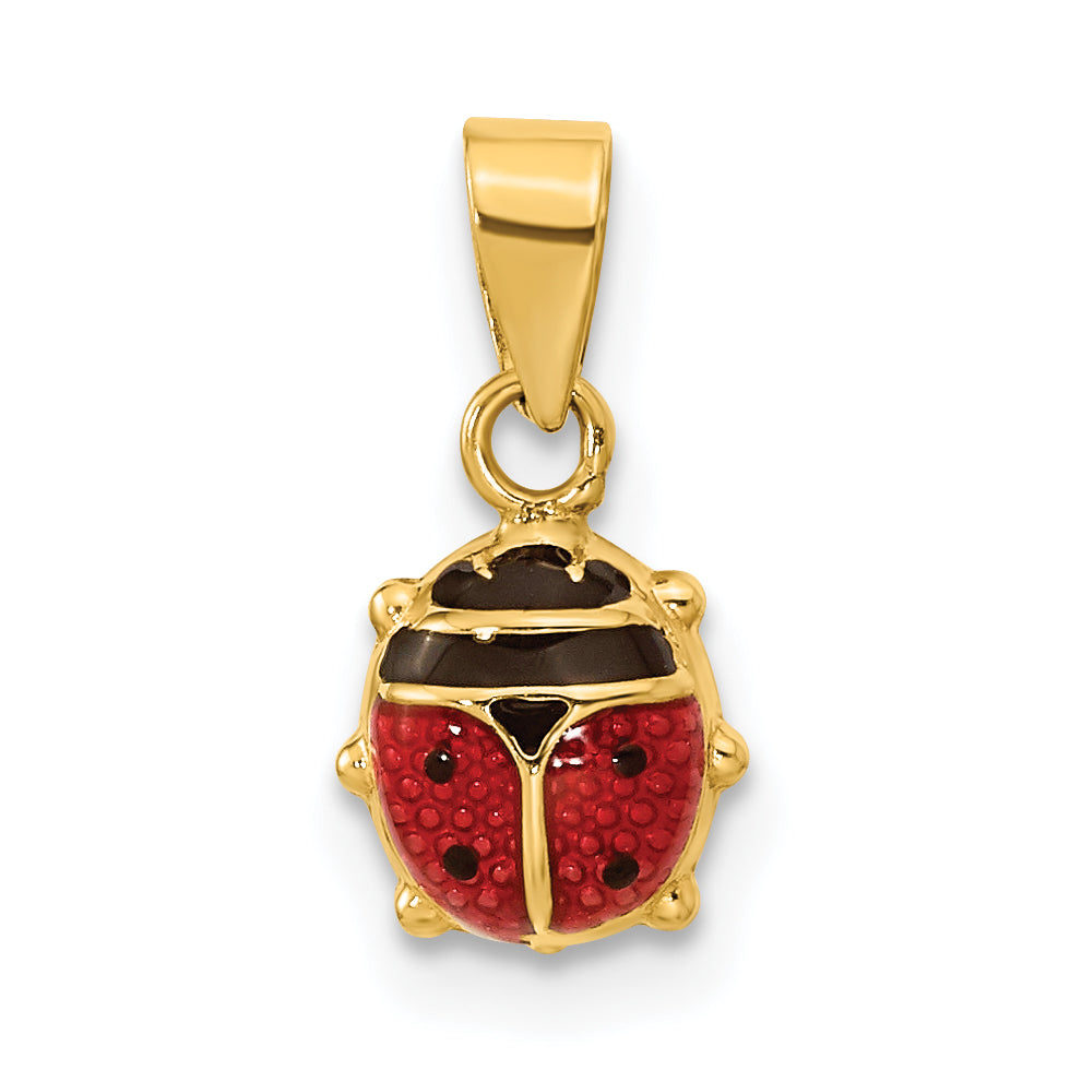 14K Polished Red/Black Enamel Ladybug Pendant-XCH689