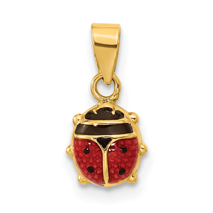 14K Polished Red/Black Enamel Ladybug Pendant-XCH689