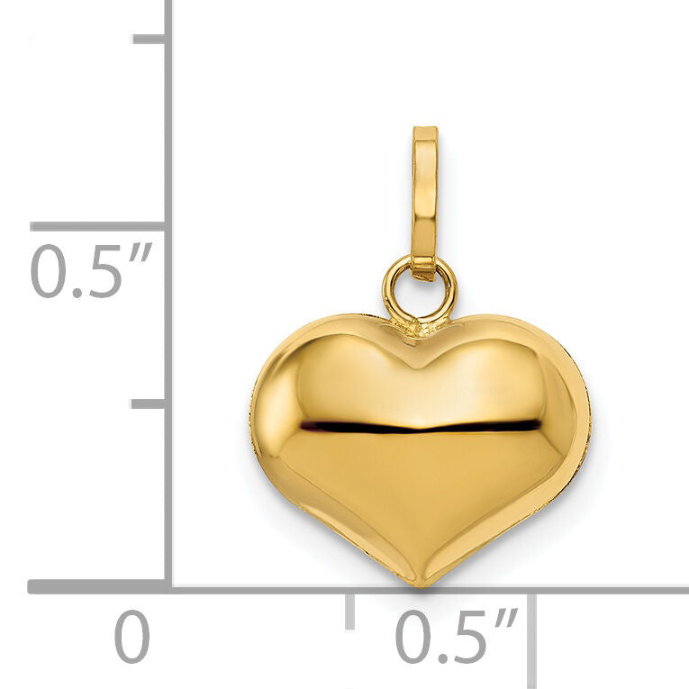14K Polished 3-D Puffed Heart Pendant-XCH97