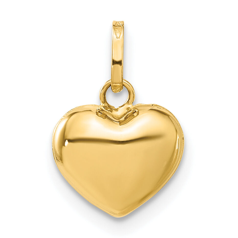 14K Polished 3-D Puffed Heart Pendant-XCH99