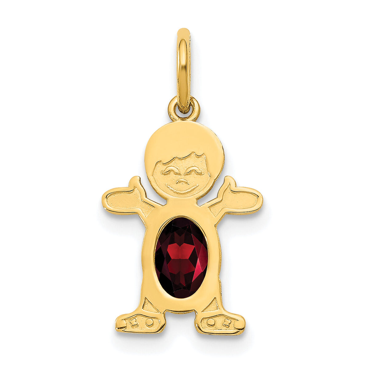 14K Boy 6x4 Oval Genuine Garnet-January-XCK11