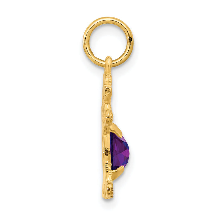 14K Girl 6x4 Oval Genuine Amethyst-February-XCK12