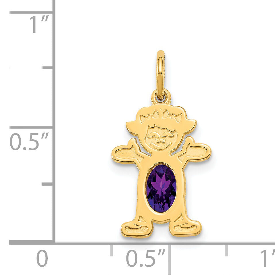14K Girl 6x4 Oval Genuine Amethyst-February-XCK12