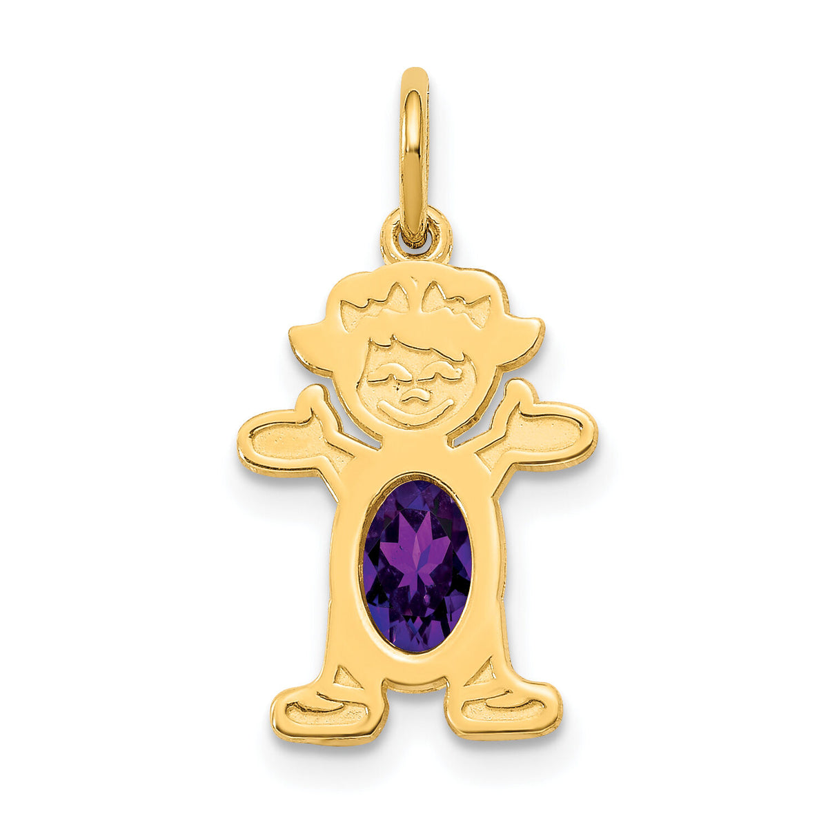 14K Girl 6x4 Oval Genuine Amethyst-February-XCK12