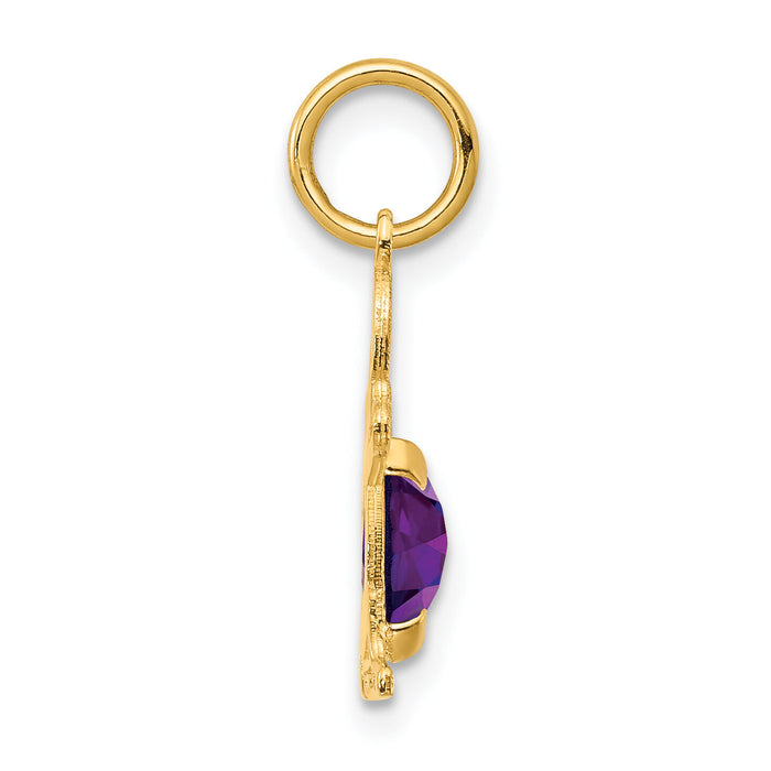 14K Boy 6x4 Oval Genuine Amethyst-February-XCK13
