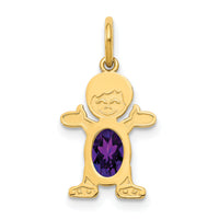 14K Boy 6x4 Oval Genuine Amethyst-February-XCK13