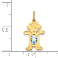 14K Girl 6x4 Oval Genuine Aquamarine-March-XCK14