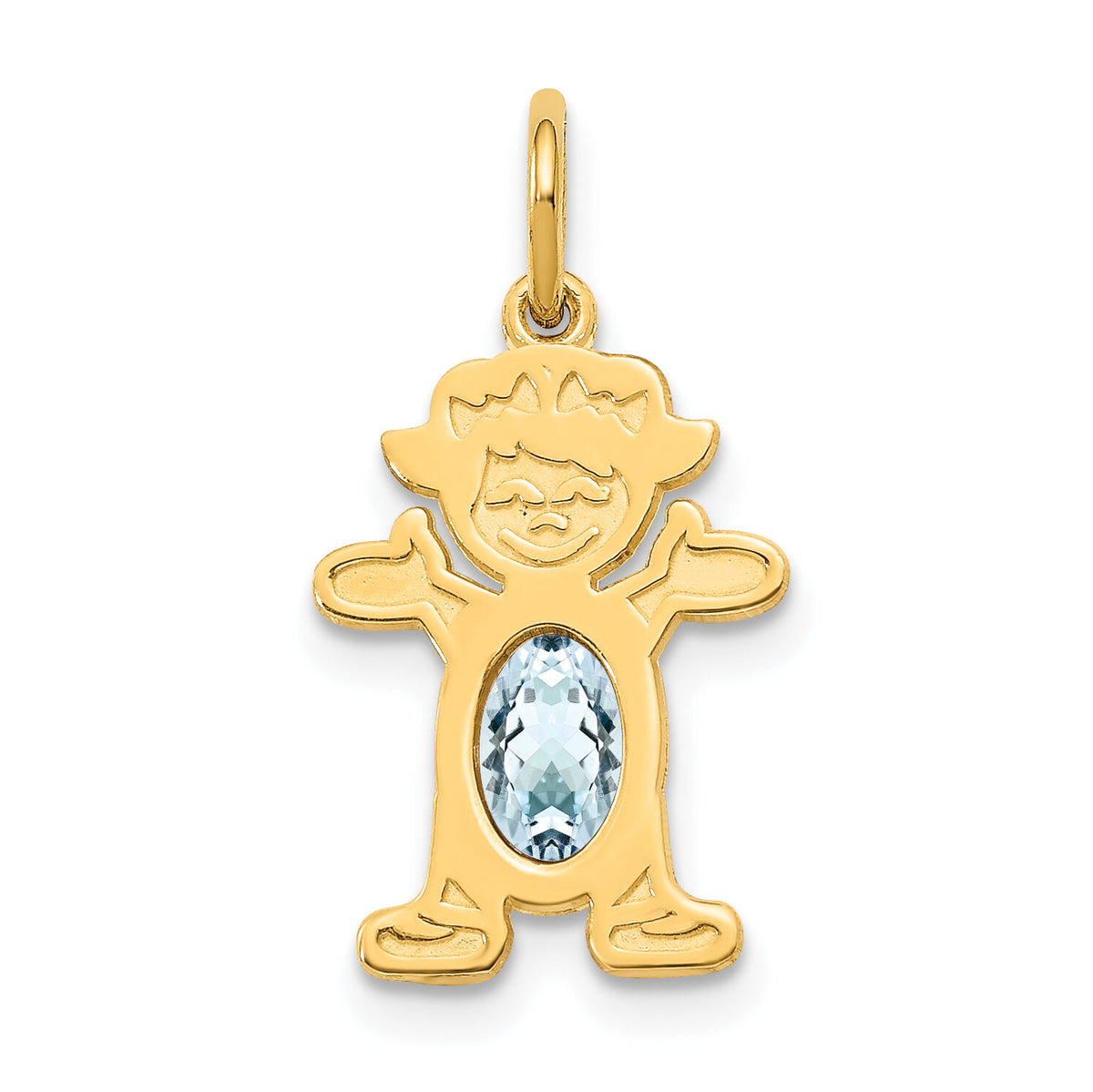 14K Girl 6x4 Oval Genuine Aquamarine-March-XCK14