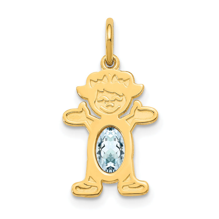 14K Girl 6x4 Oval Genuine Aquamarine-March-XCK14