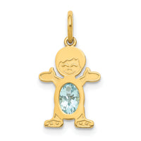 14K Boy 6x4 Oval Genuine Aquamarine-March-XCK15