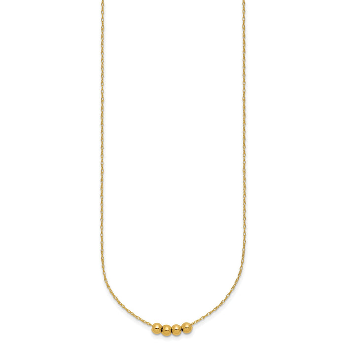 14k w/ 4, 4mm Bead Necklace-XCK154-18