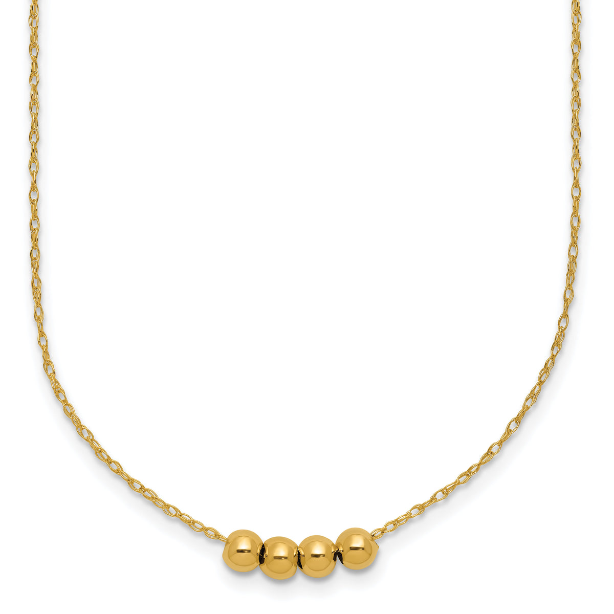 14k w/ 4, 4mm Bead Necklace-XCK154-18